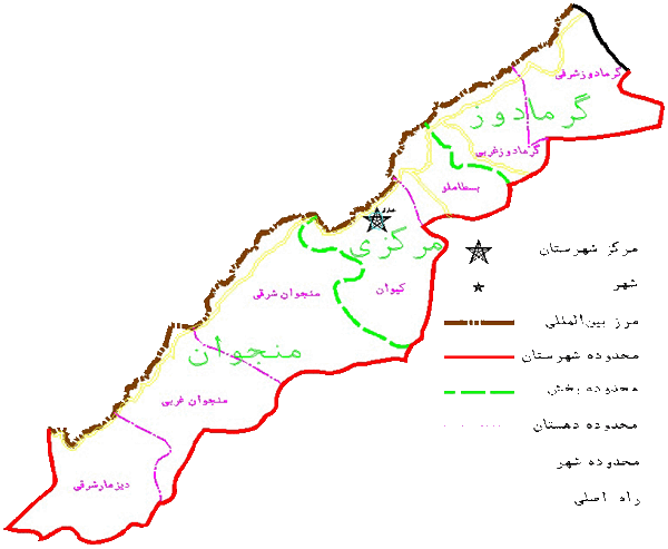 نقشه شهرستان خدافرین